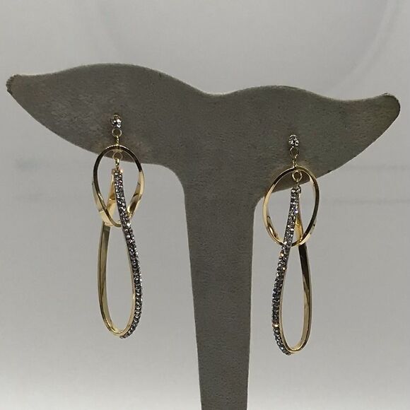 New 14K Gold Dangle Earrings with Swarovski Crystals - Picture 8 of 10